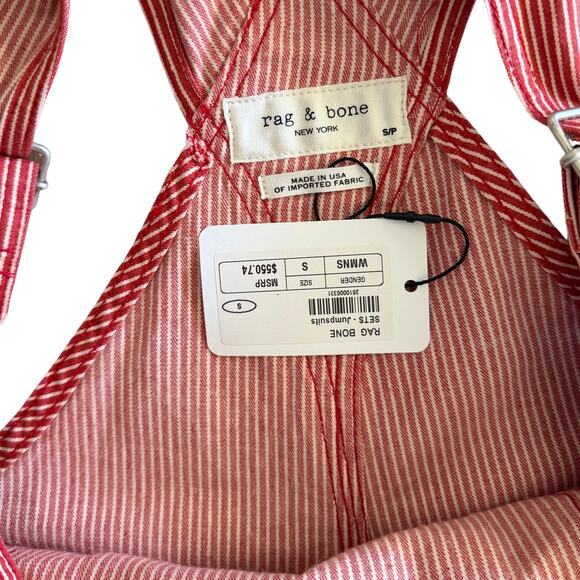 NWT Rag & Bone Red & White Striped Workwear Overalls – Size S – Retail $550 - Picture 4 of 8